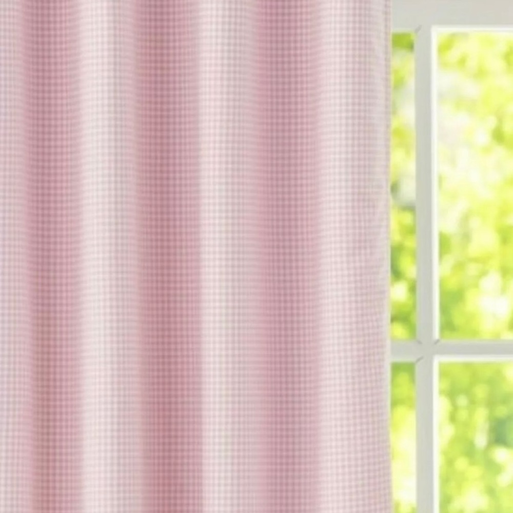 Set of 2 Pottery Barn Kids Pink Gingham Curtain Panels